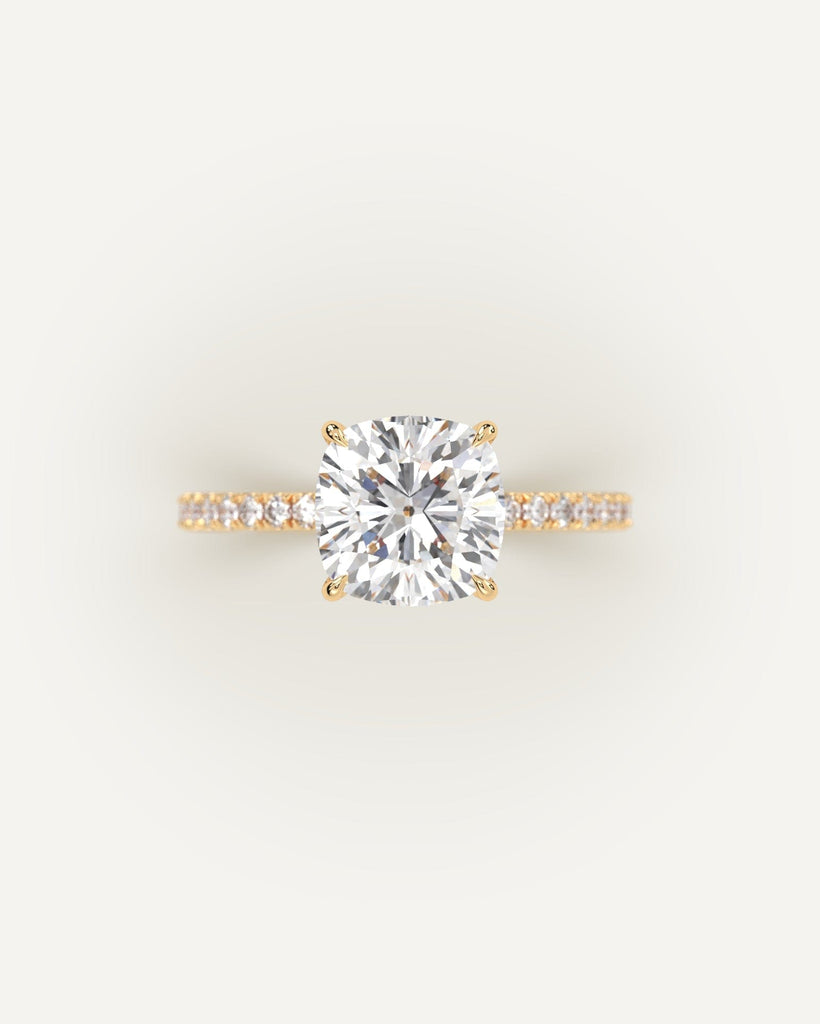 Pave Cushion Cut Engagement Ring 3 Carat Diamond