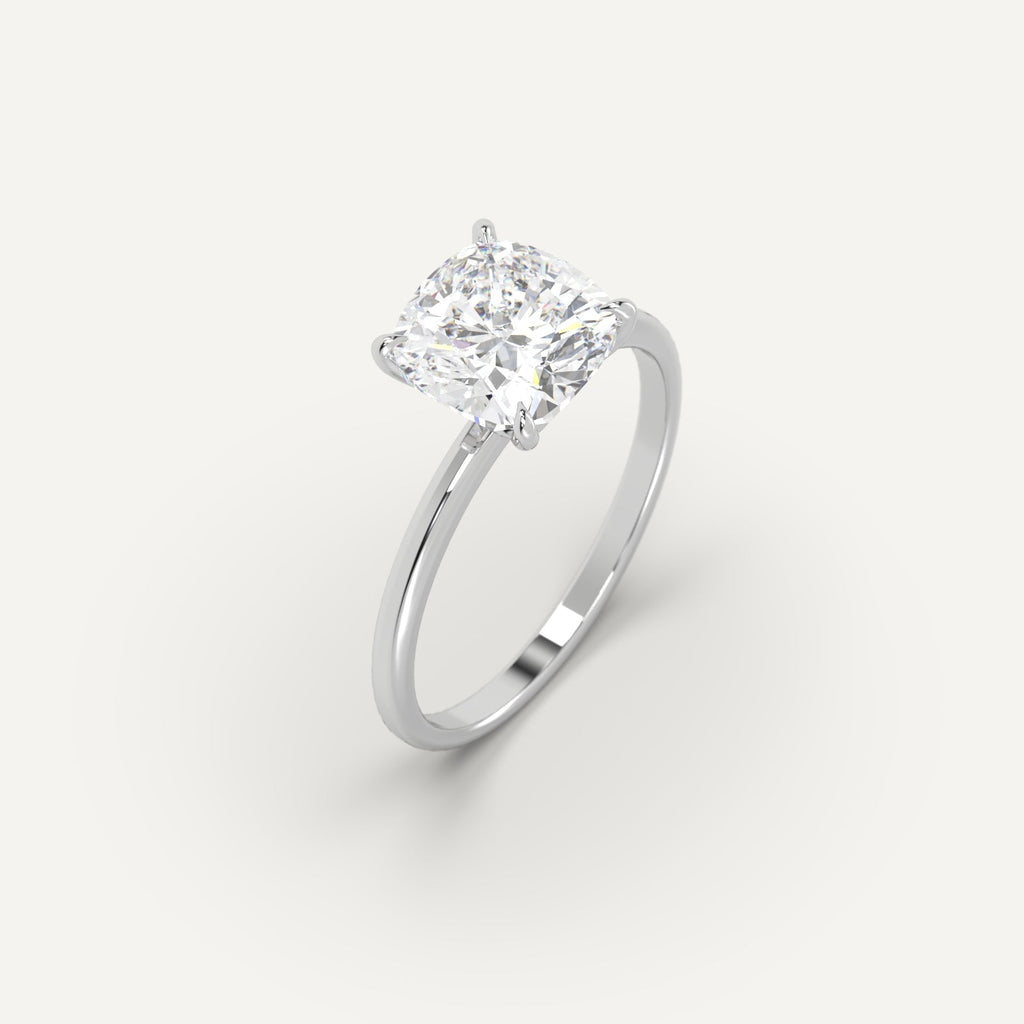 3 Carat Engagement Ring Cushion Cut Diamond In 14K White Gold