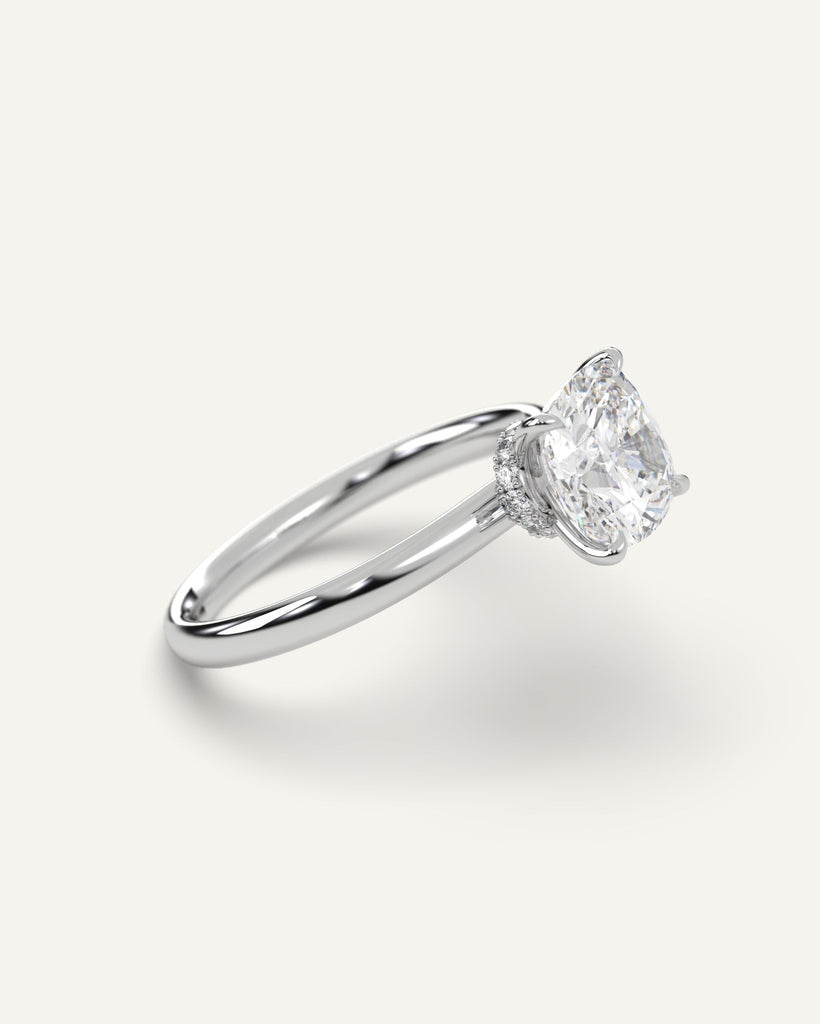 Hidden Halo Cushion Cut Engagement Ring 3 Carat Diamond
