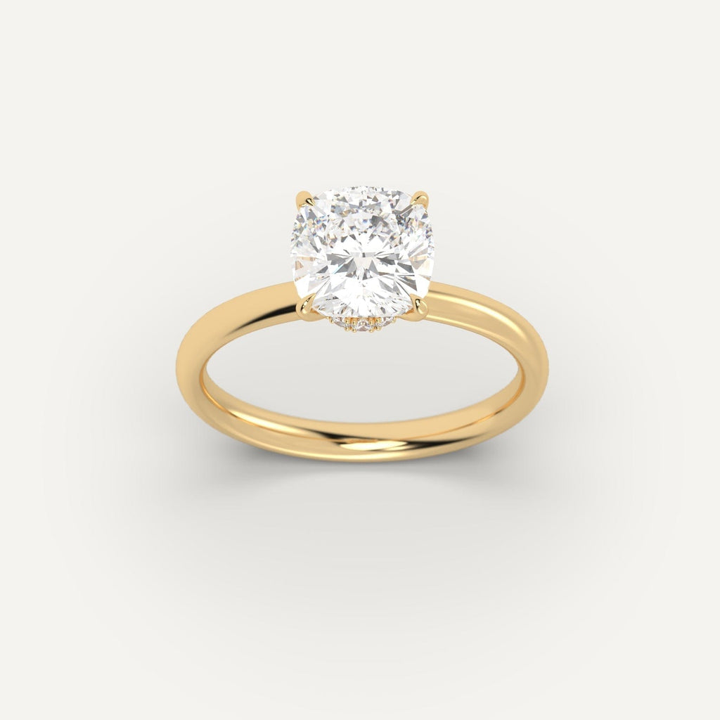 Yellow Gold 3 Carat Engagement Ring On Woman's Hand