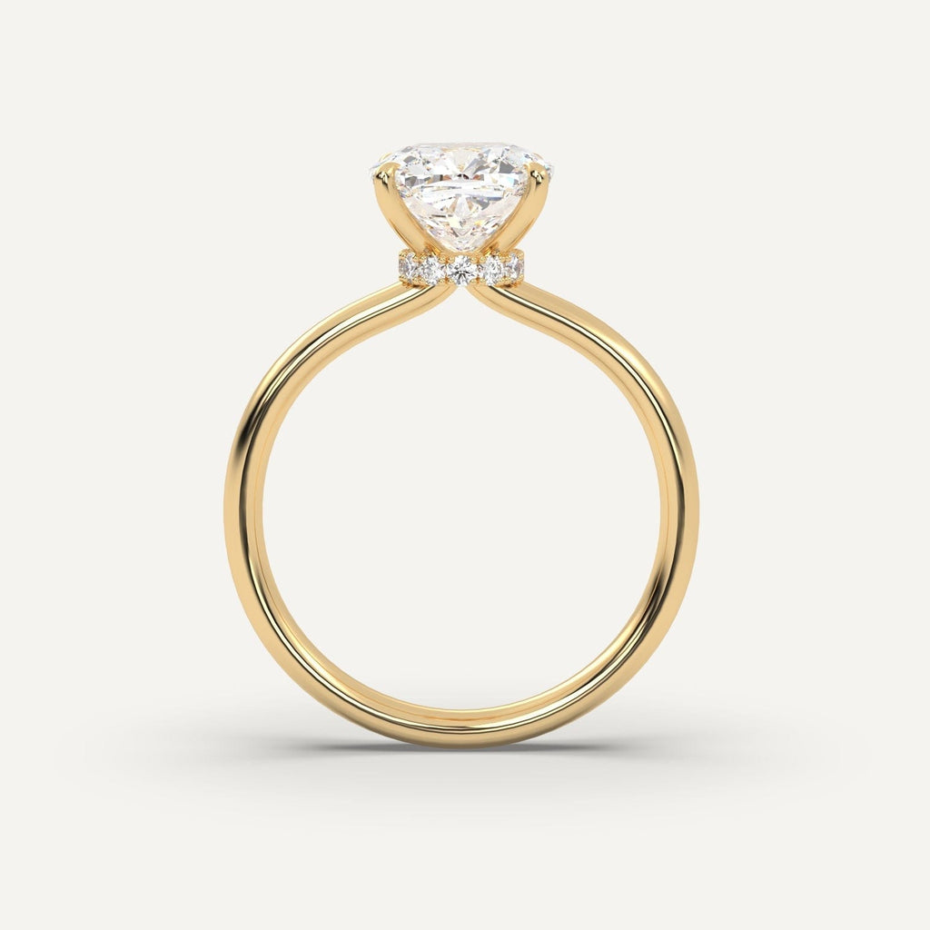 3 Carat Cushion Cut Engagement Ring In 14K Yellow Gold