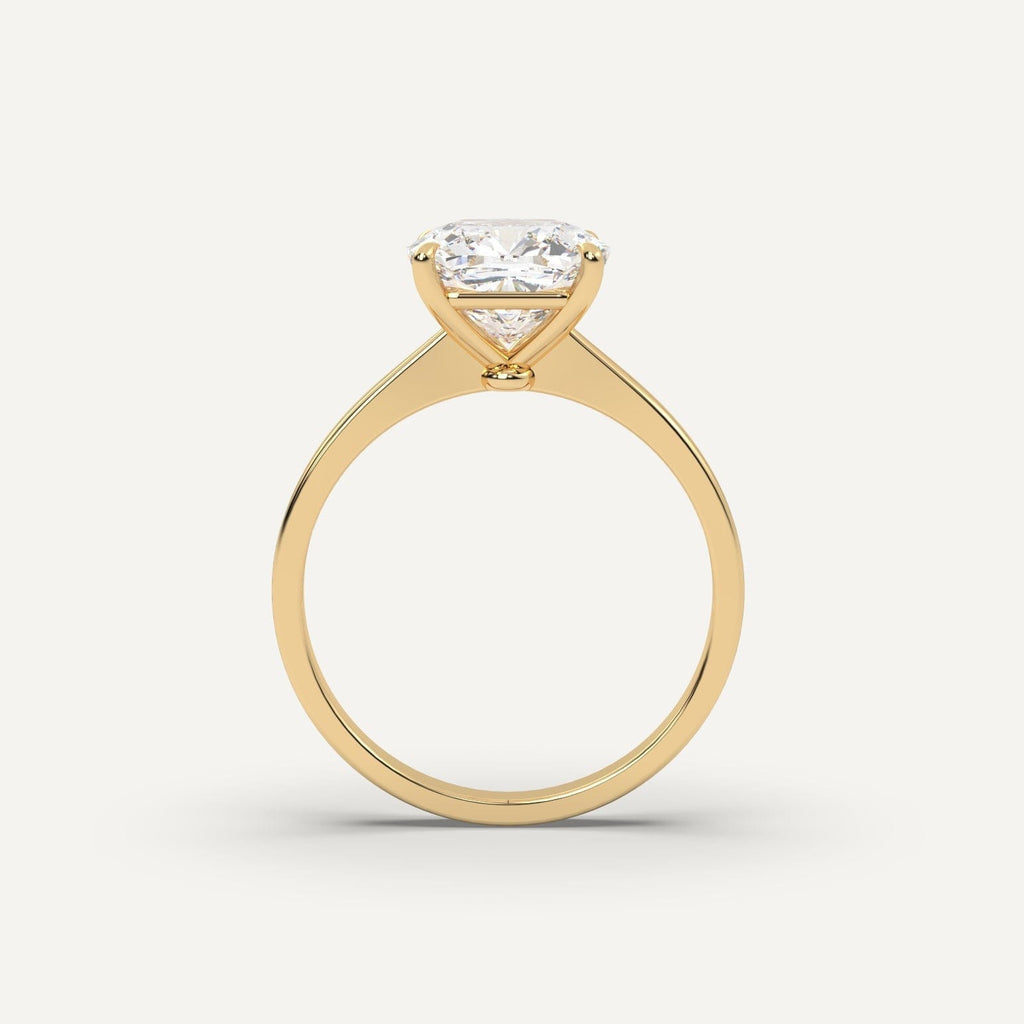 3 Carat Cushion Cut Engagement Ring In 14K Yellow Gold