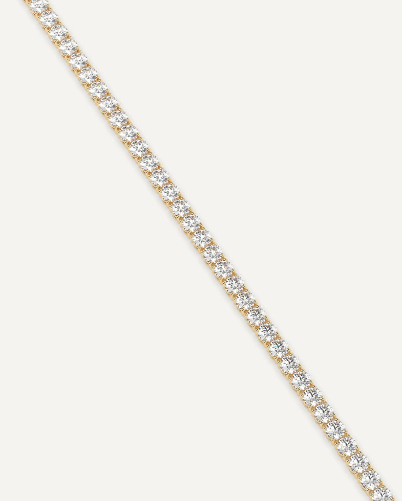 classic diamond tennis bracelet with round lab diamonds in yellow gold