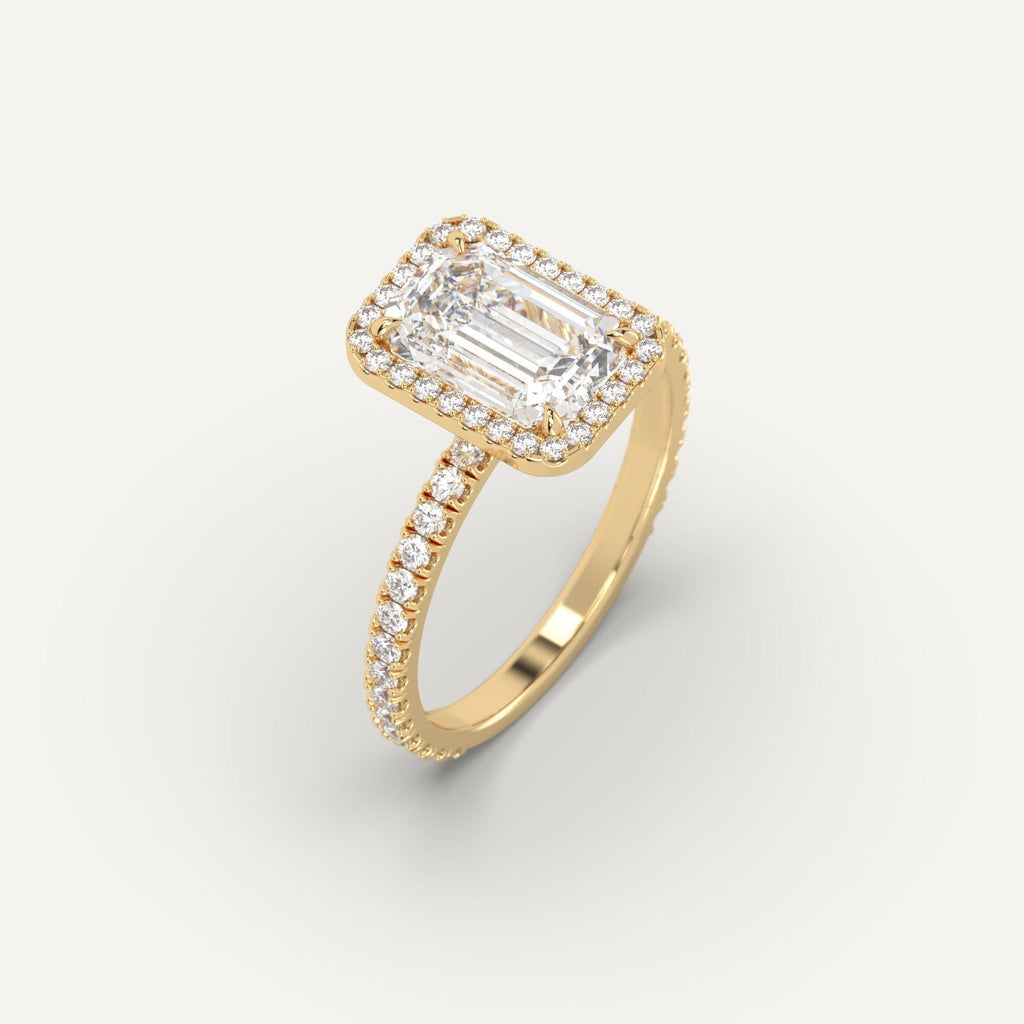 3 Carat Engagement Ring Emerald Cut Diamond In 14K Yellow Gold