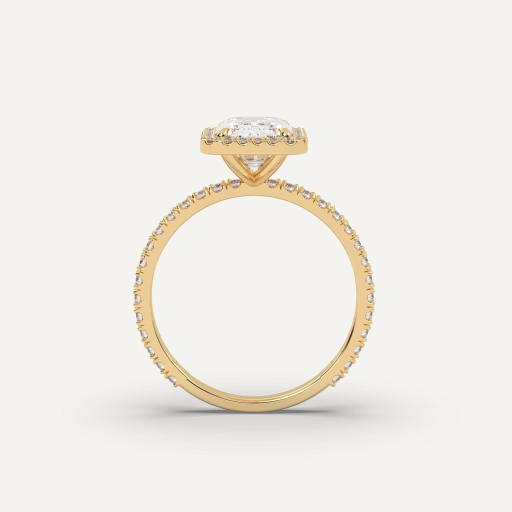3 Carat Emerald Cut Engagement Ring In 14K Yellow Gold