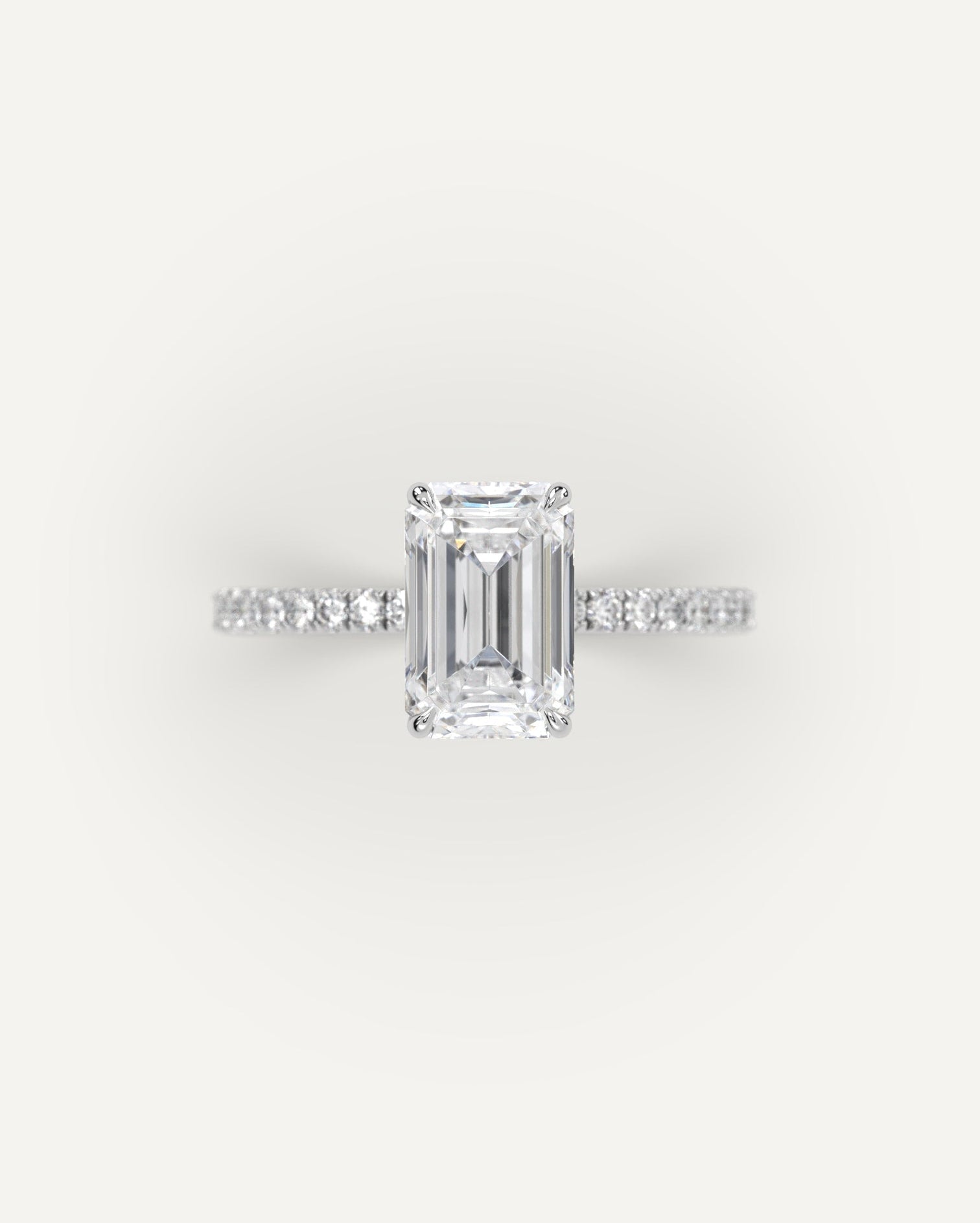 3 carat Emerald Cut Diamond Ring Lab Diamond White Gold
