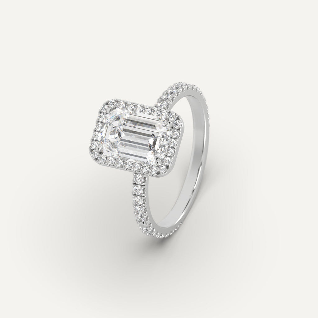 White Gold 3 Carat Engagement Ring Emerald Cut Diamond