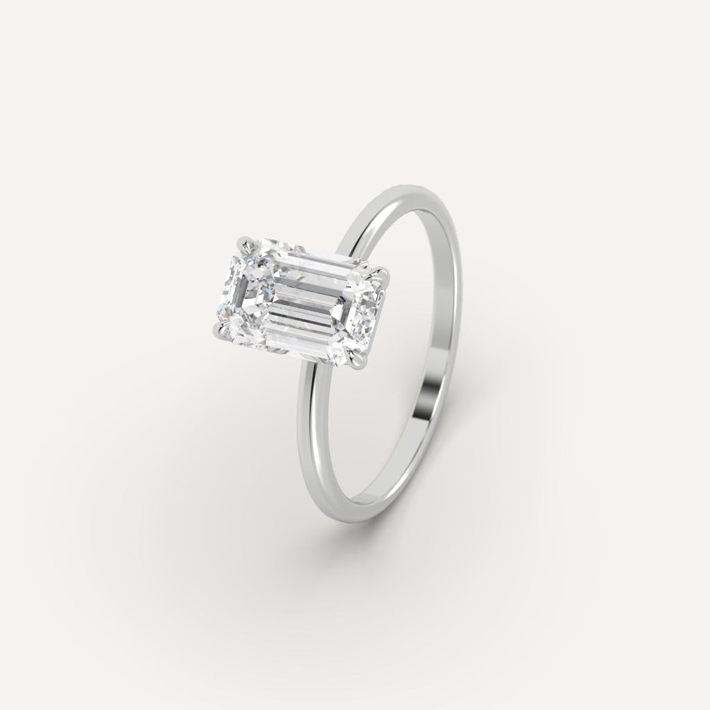 Platinum 3 Carat Engagement Ring Emerald Cut Diamond
