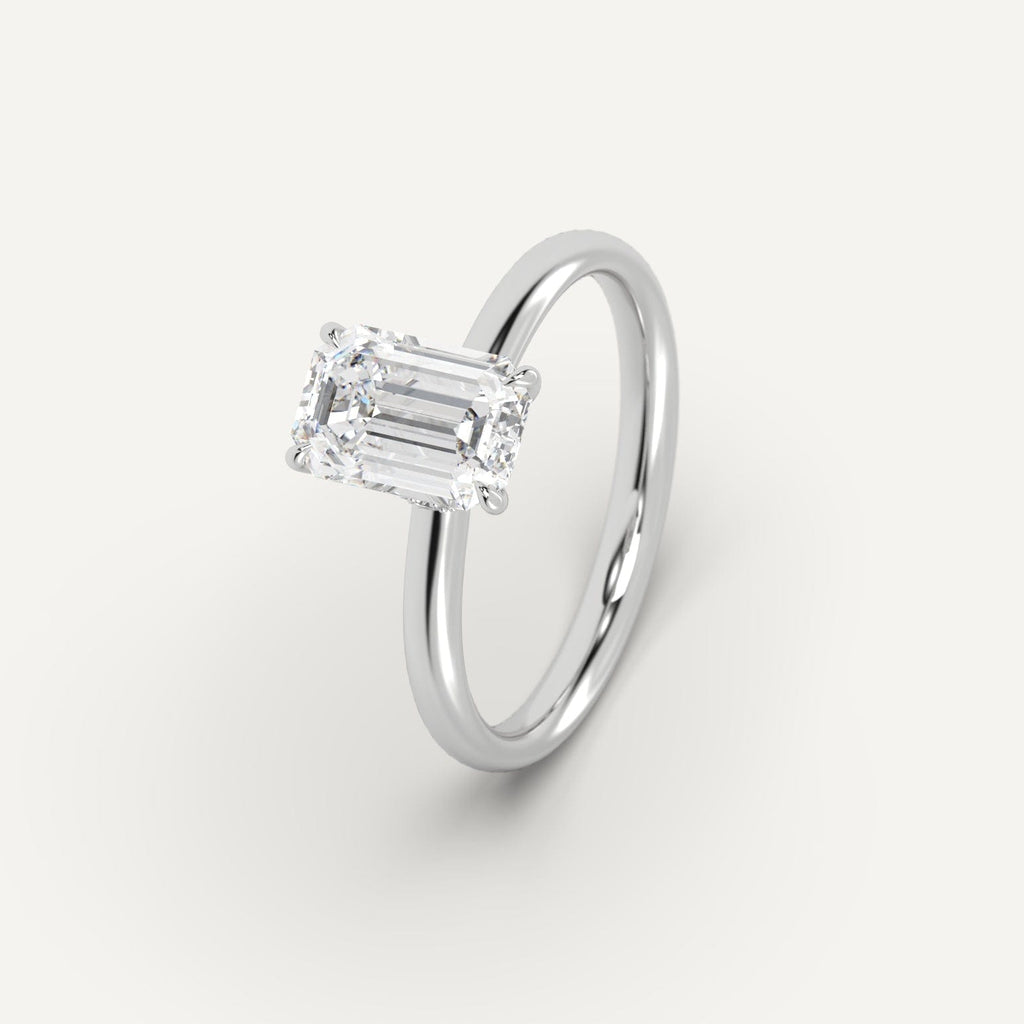 Platinum 3 Carat Engagement Ring Emerald Cut Diamond