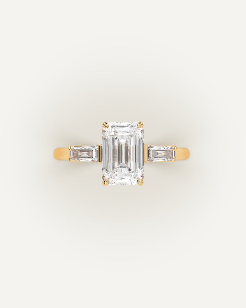 3-Stone Emerald Cut Engagement Ring 3 Carat Diamond