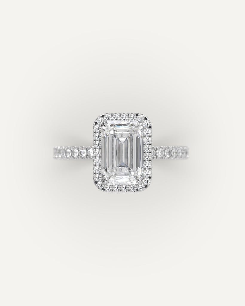 Halo Emerald Cut Engagement Ring 3 Carat Diamond