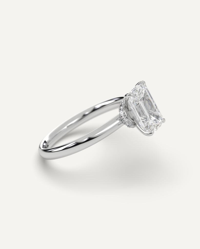 Hidden Halo Emerald Cut Engagement Ring 3 Carat Diamond
