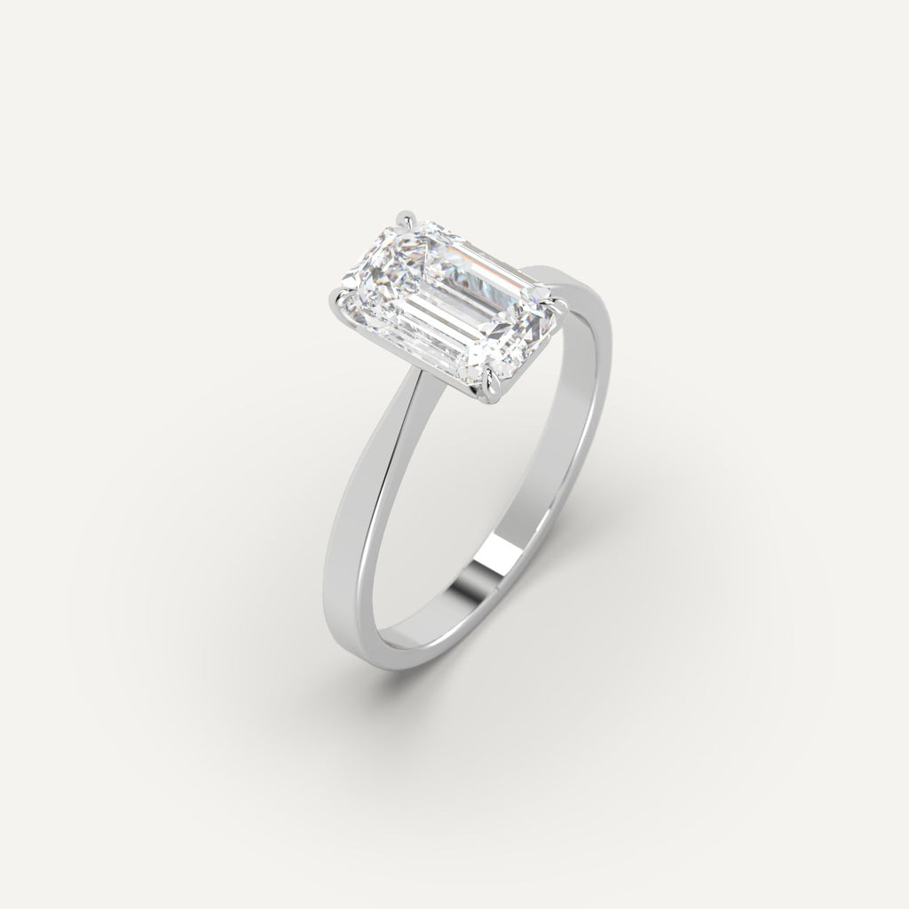 3 Carat Engagement Ring Emerald Cut Diamond In Platinum