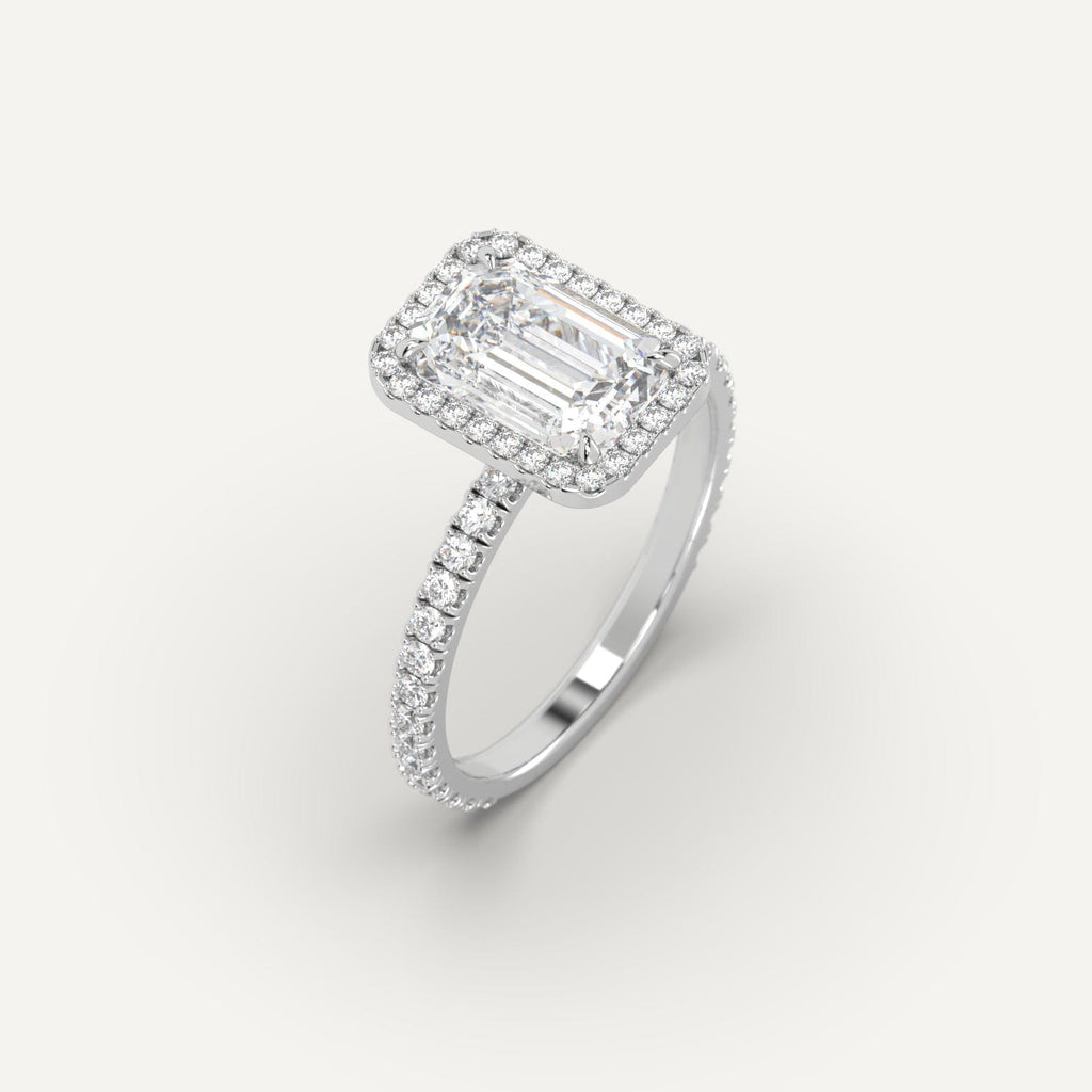 3 Carat Engagement Ring Emerald Cut Diamond In Platinum