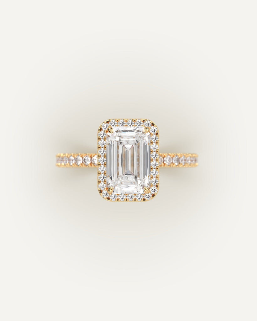 Halo Emerald Cut Engagement Ring 3 Carat Diamond