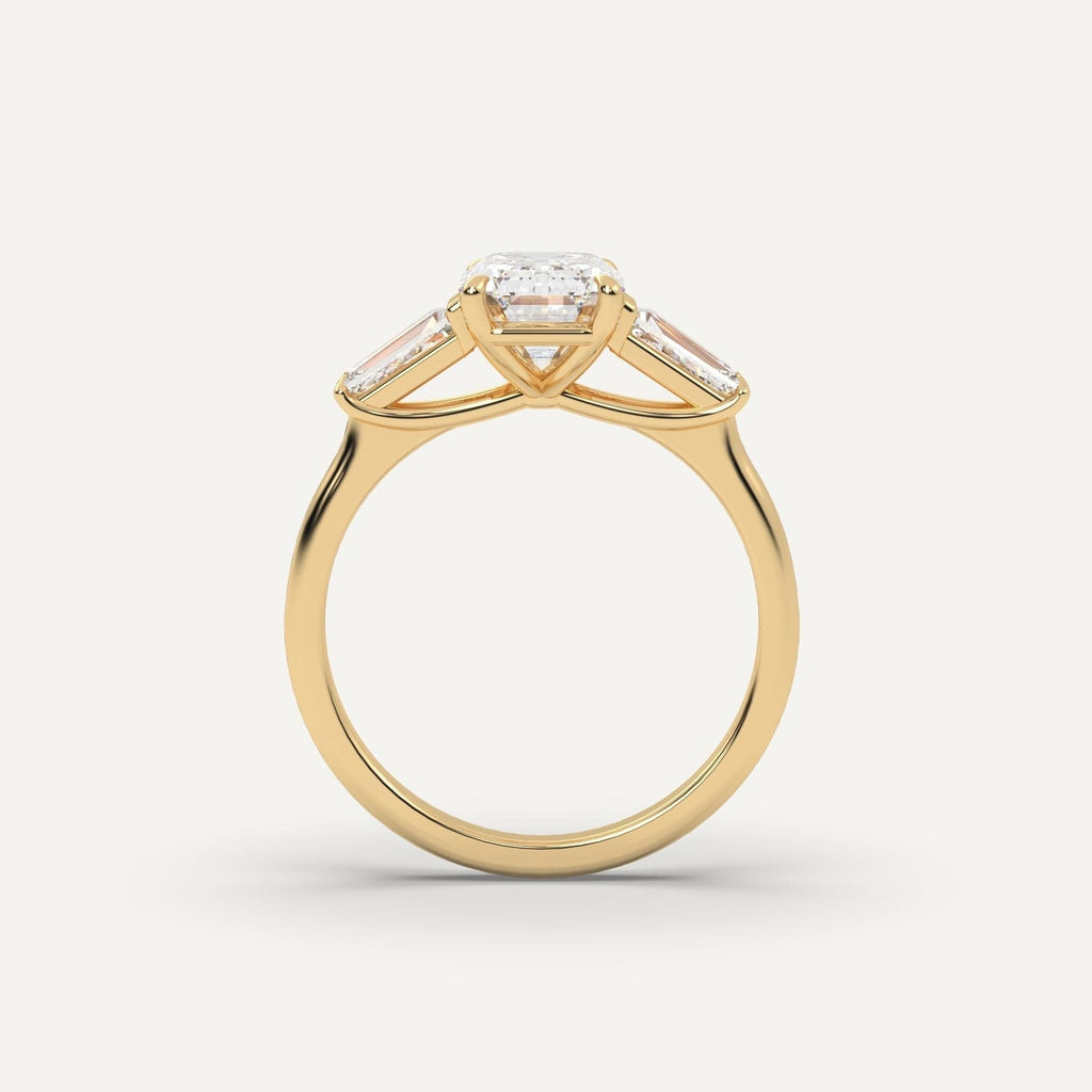3 Carat Emerald Cut Engagement Ring In 14K Yellow Gold