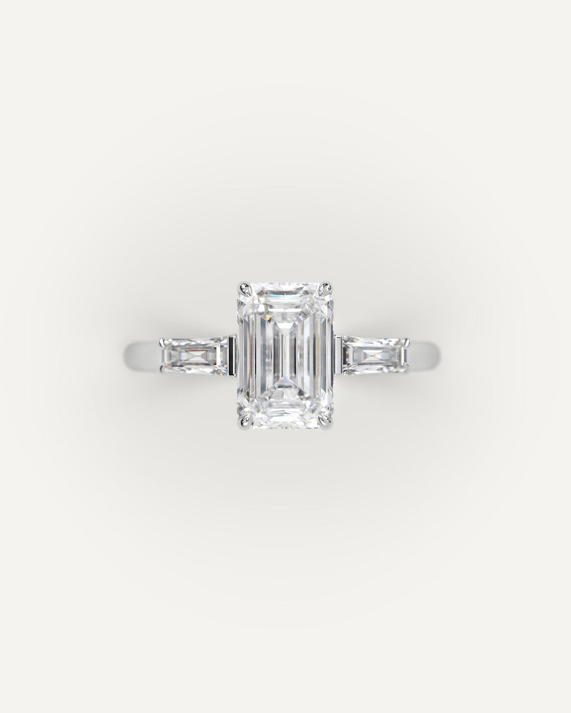 3-Stone Emerald Cut Engagement Ring 3 Carat Diamond