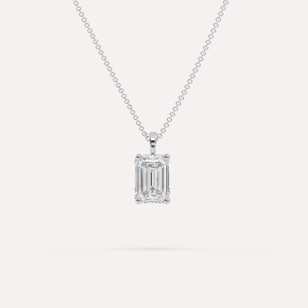 3 Carat Simple Solitaire Diamond Pendant Necklace In 14K White Gold