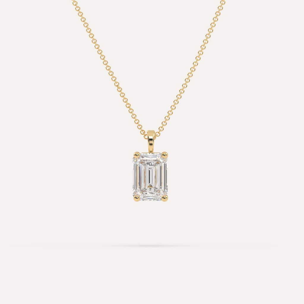 3 Carat Simple Solitaire Diamond Pendant Necklace In 14K Yellow Gold