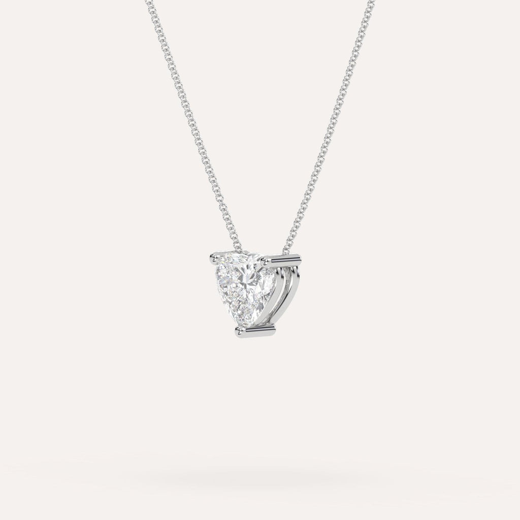 White Gold Floating Diamond Necklace With 3 Carat Heart Diamond