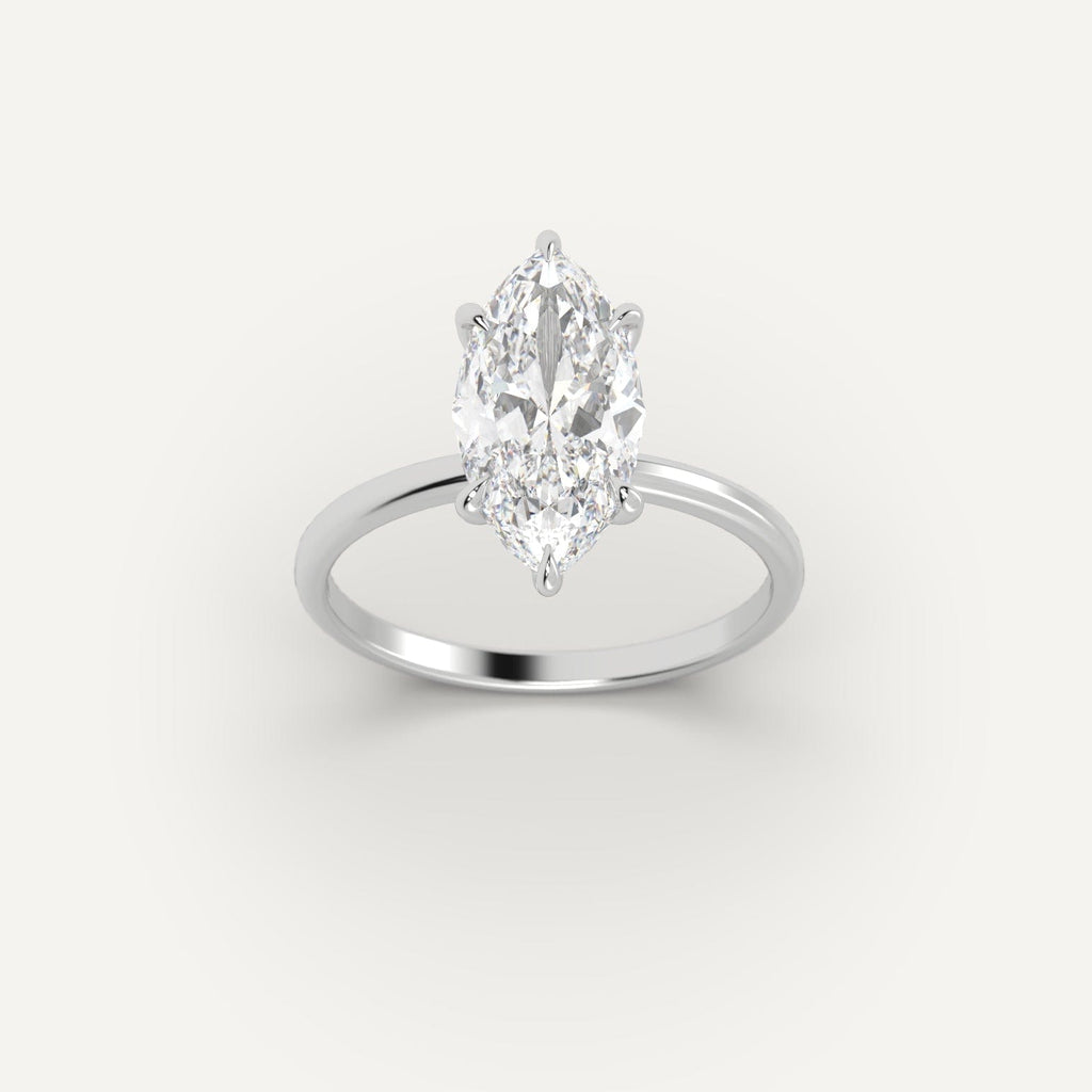 White Gold 3 Carat Engagement Ring On Woman's Hand