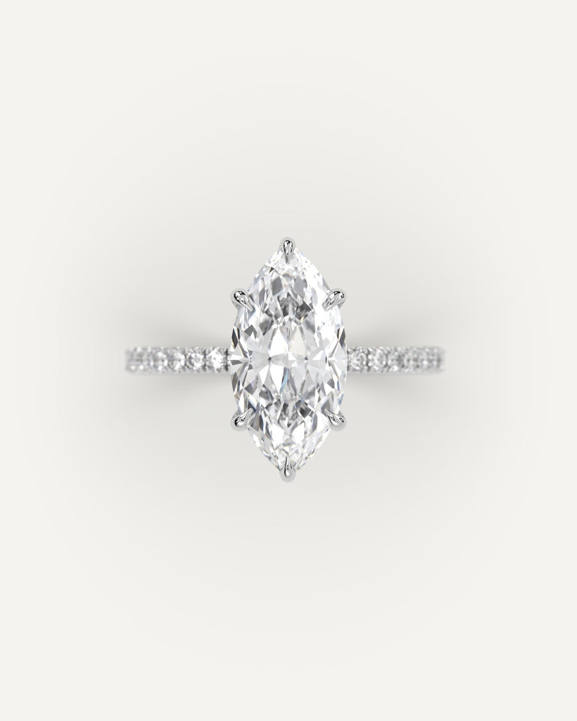 Pave Marquise Cut Engagement Ring 3 Carat Diamond