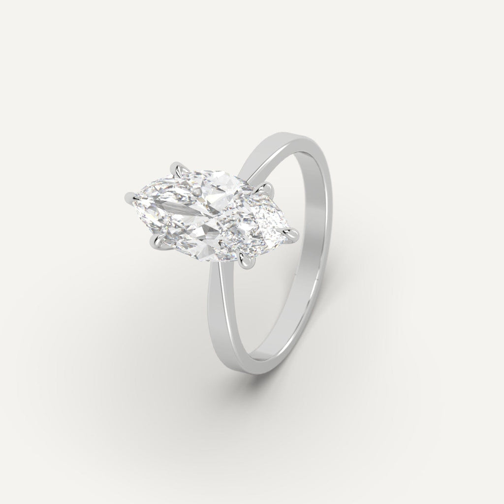 White Gold 3 Carat Engagement Ring Marquise Cut Diamond