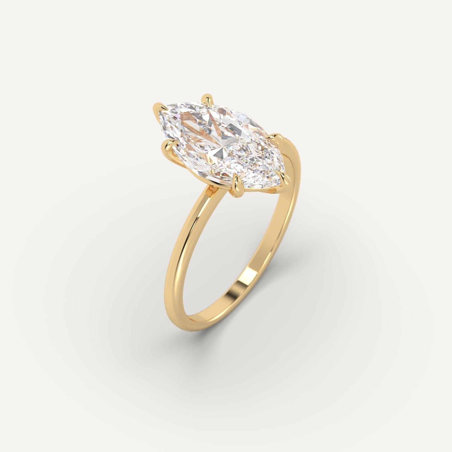 Lab Grown Yellow Gold Marquise Ring Marquise Lab Grown Diamond