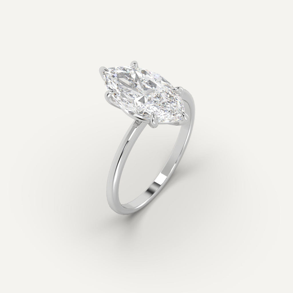3 Carat Engagement Ring Marquise Cut Diamond In Platinum