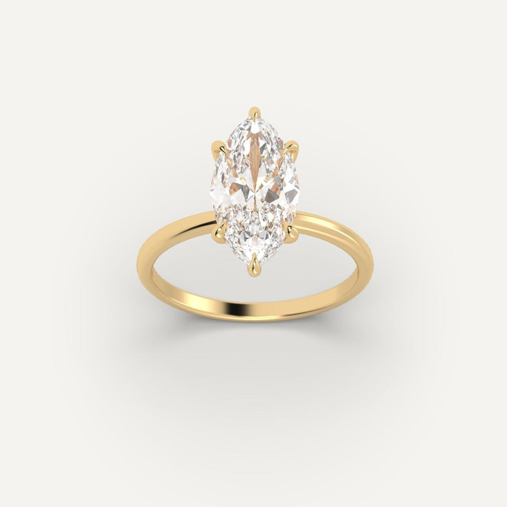 Yellow Gold 3 Carat Engagement Ring On Woman's Hand