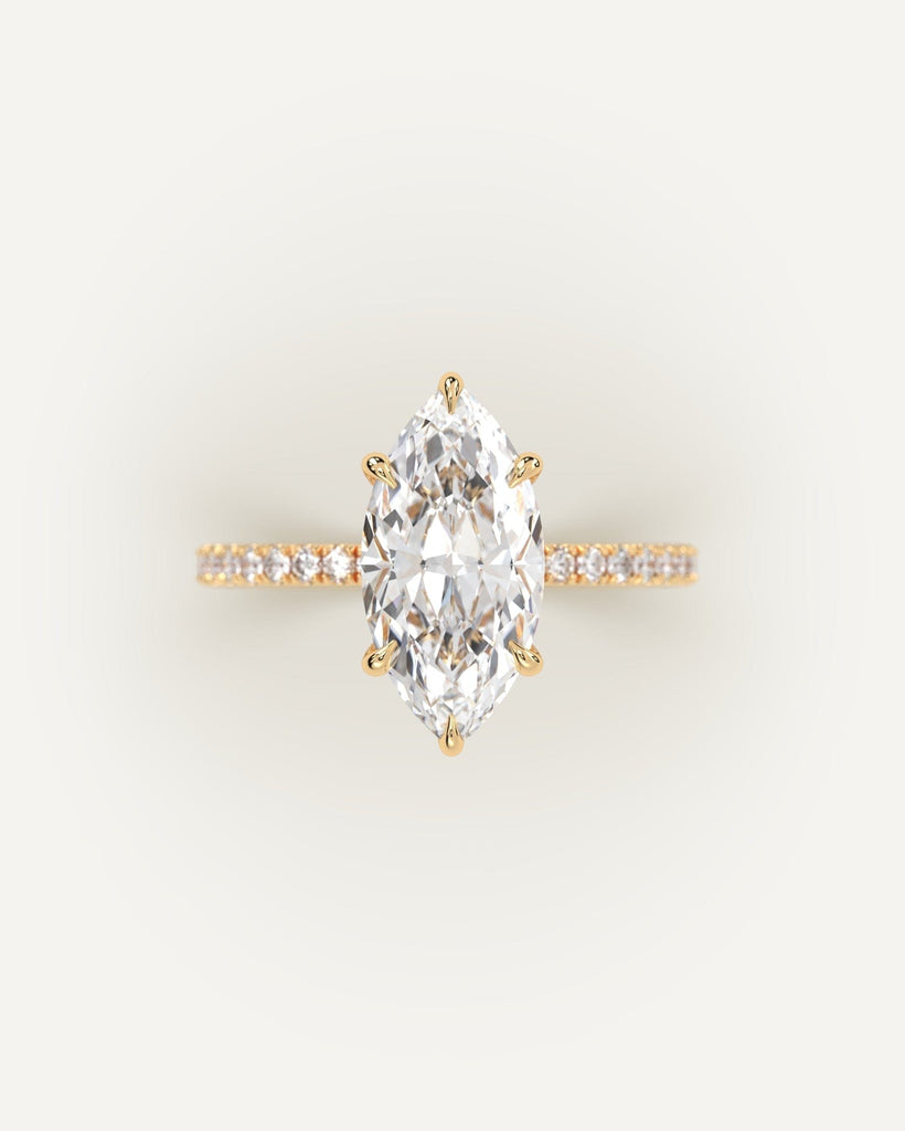 Pave Marquise Cut Engagement Ring 3 Carat Diamond