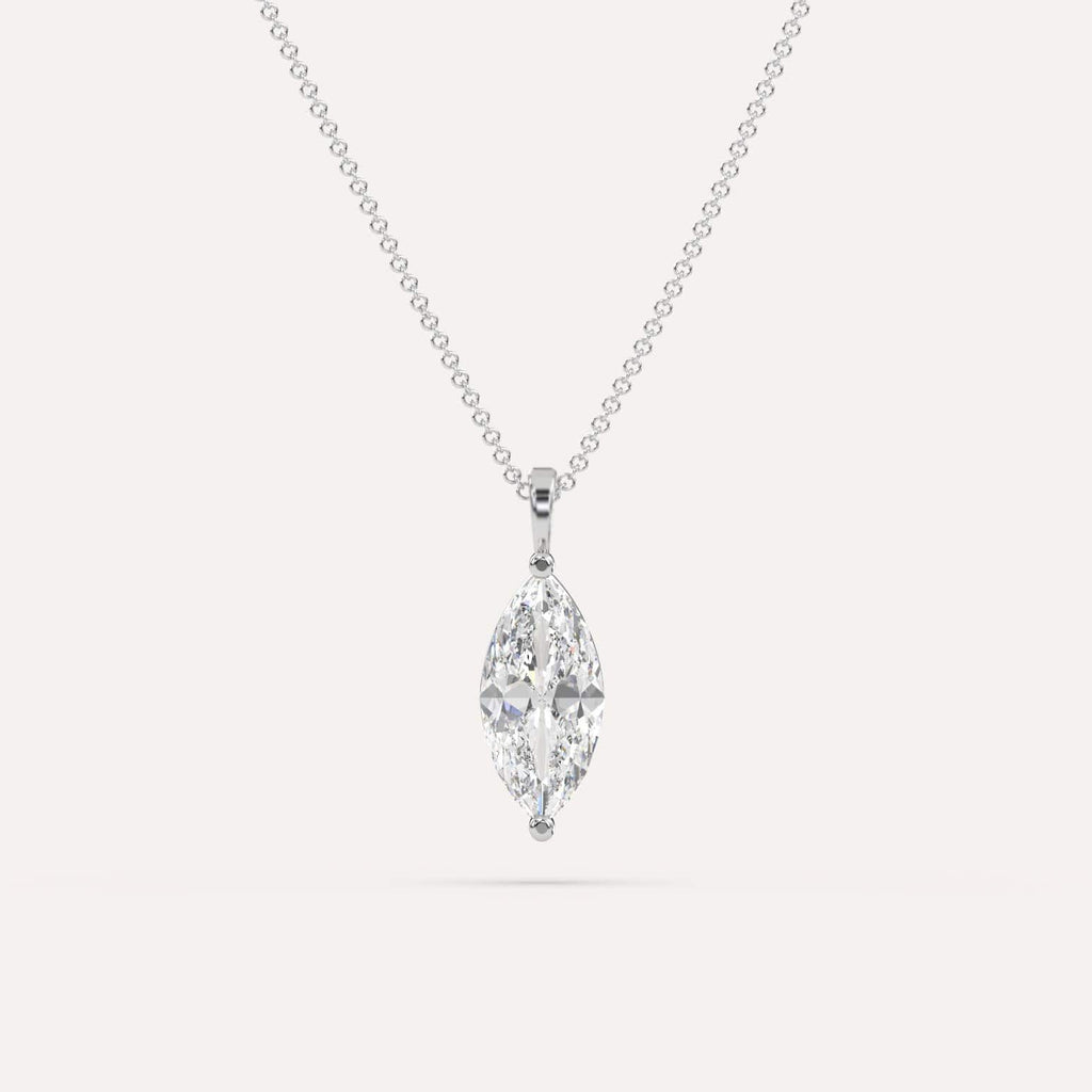 3 Carat Simple Solitaire Diamond Pendant Necklace In 14K White Gold