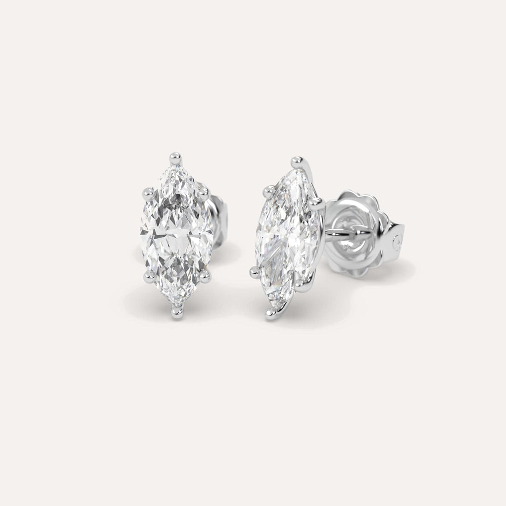 3 Carat White Gold Diamond Stud Earrings For Women