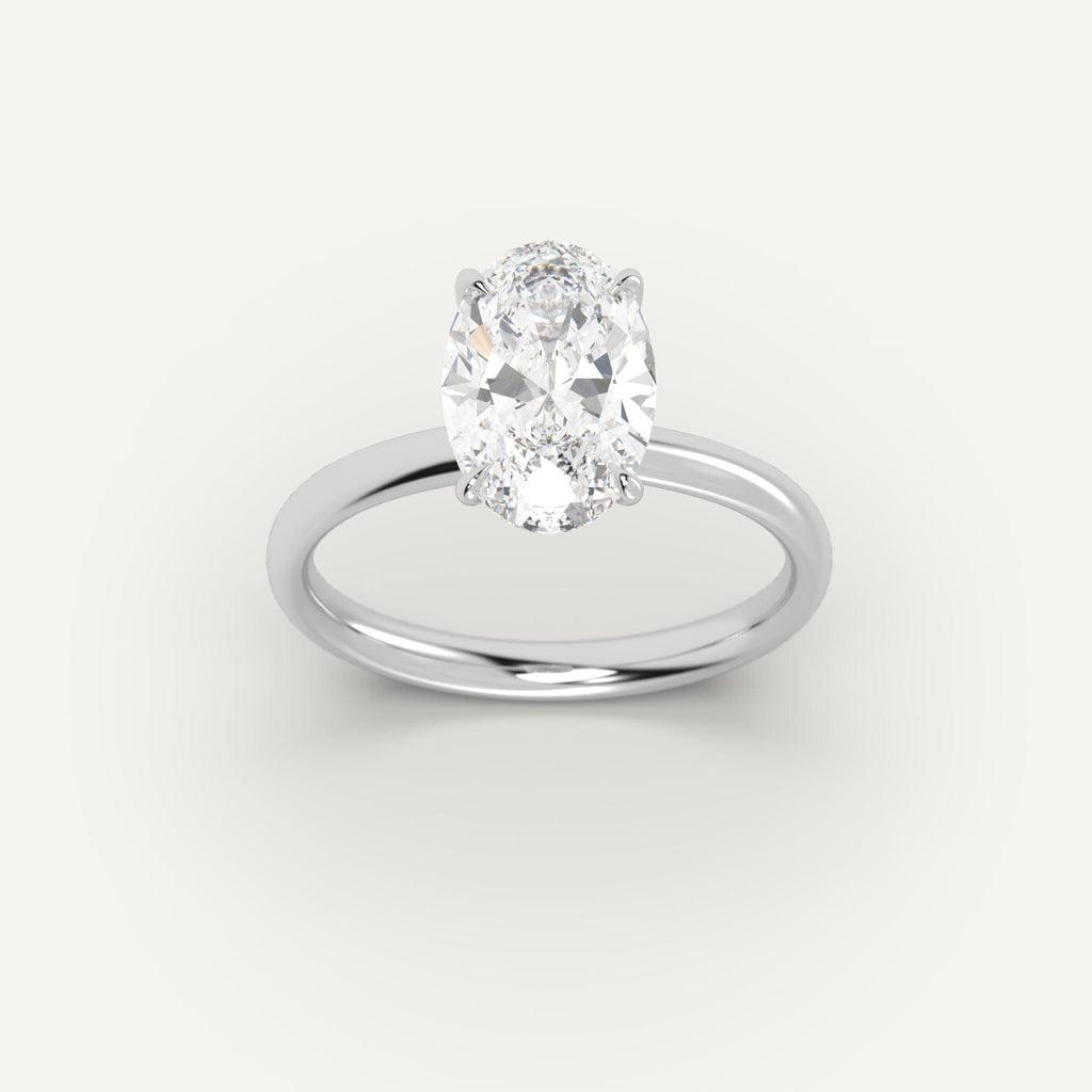 White Gold 3 Carat Engagement Ring On Woman's Hand