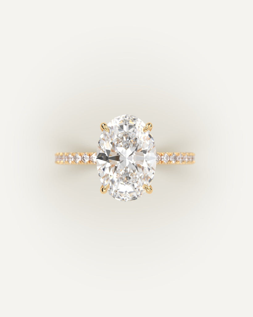 Pave Oval Cut Engagement Ring 3 Carat Diamond