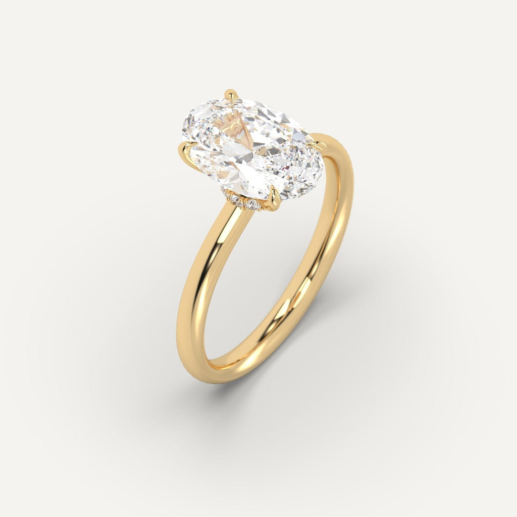 3 Carat Engagement Ring Oval Cut Diamond In 14K Yellow Gold