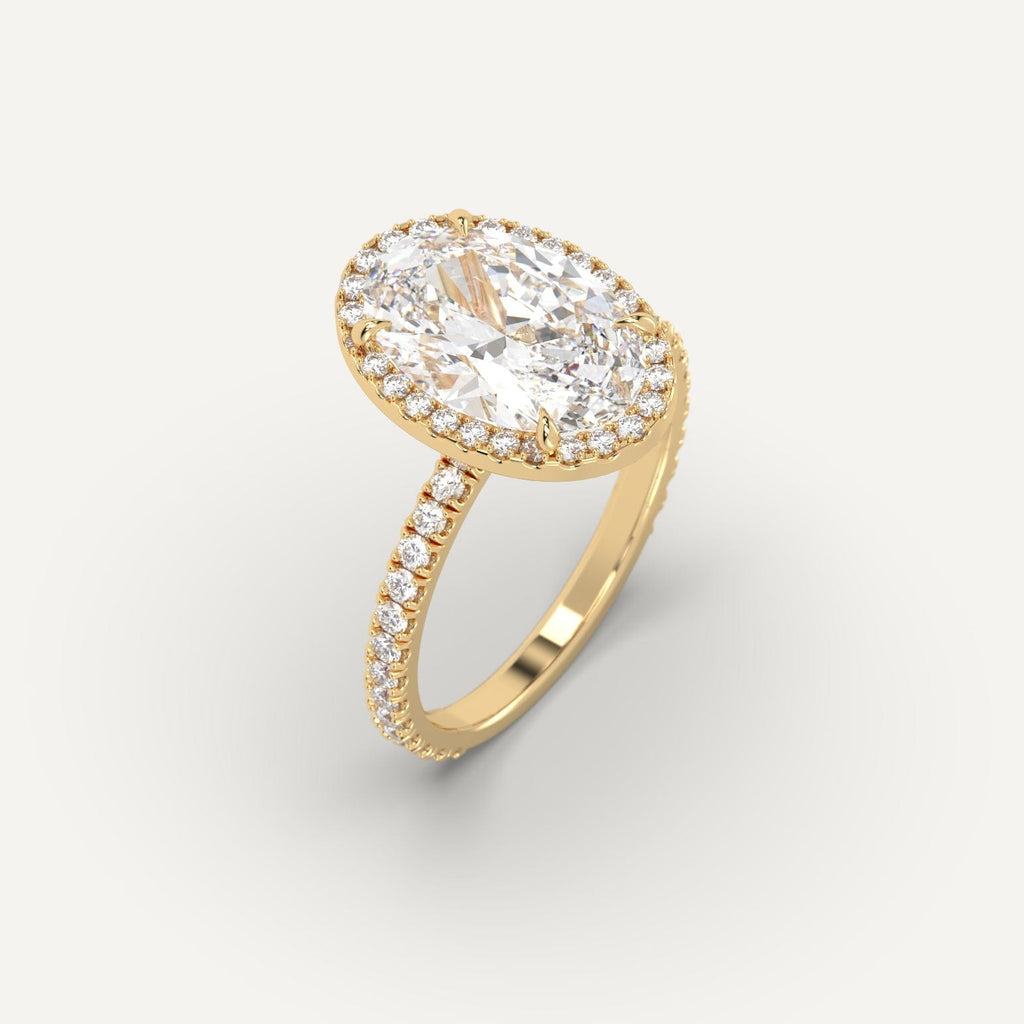 3 Carat Engagement Ring Oval Cut Diamond In 14K Yellow Gold