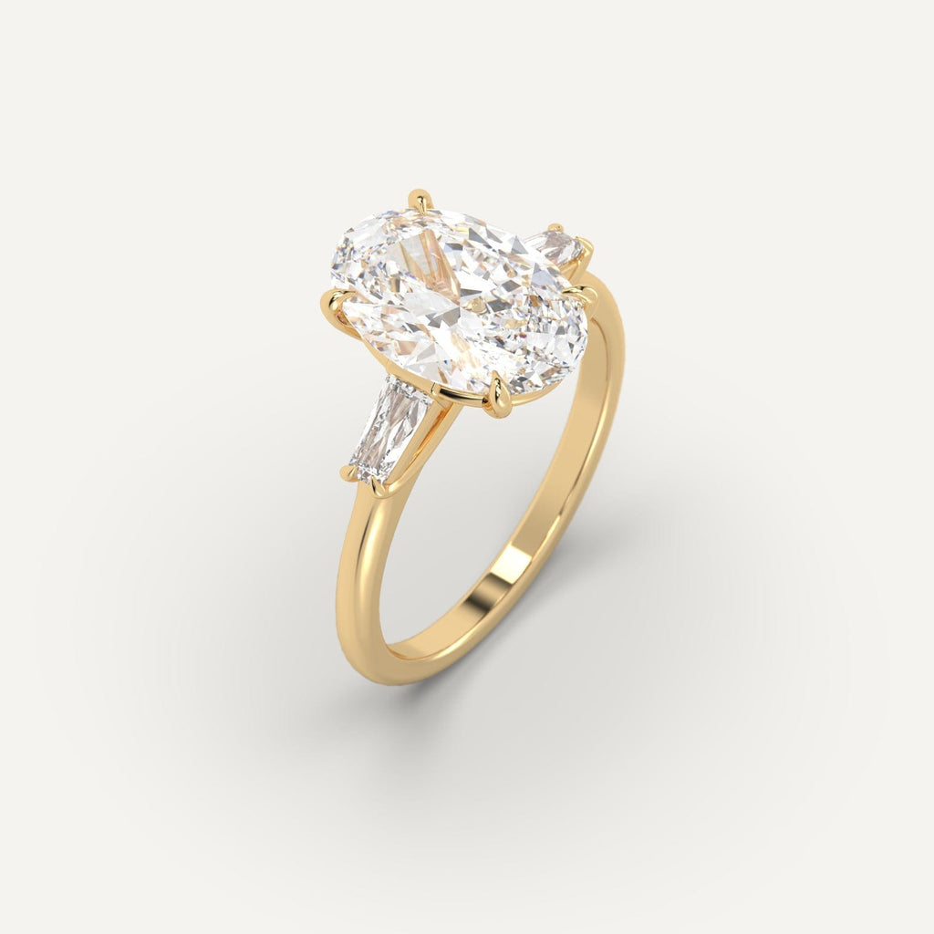 3 Carat Engagement Ring Oval Cut Diamond In 14K Yellow Gold