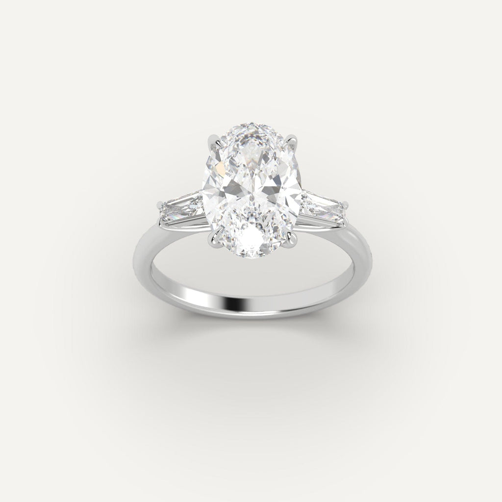 White Gold 3 Carat Engagement Ring On Woman's Hand