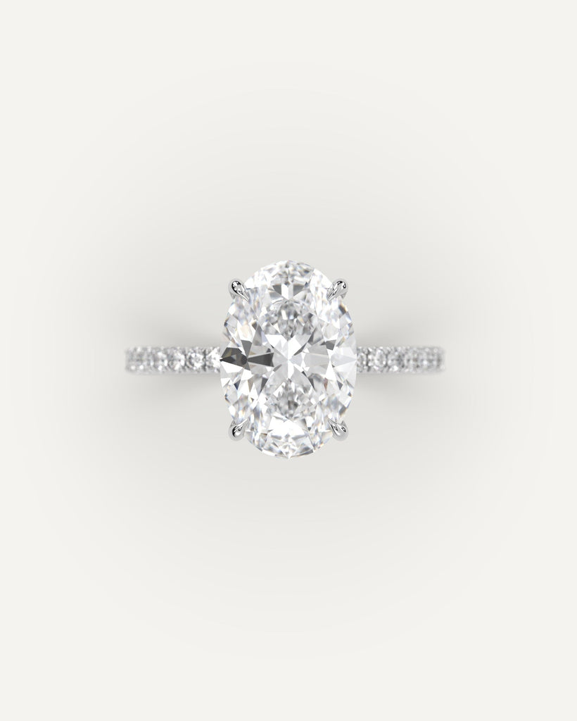 Pave Oval Cut Engagement Ring 3 Carat Diamond