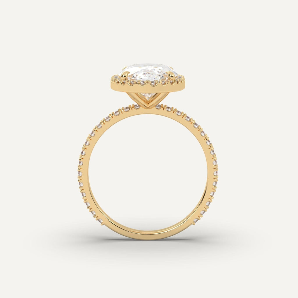 3 Carat Oval Cut Engagement Ring In 14K Yellow Gold