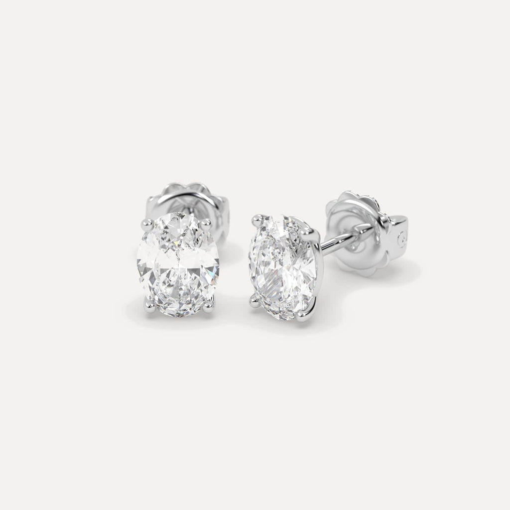 3 Carat White Gold Diamond Stud Earrings For Women