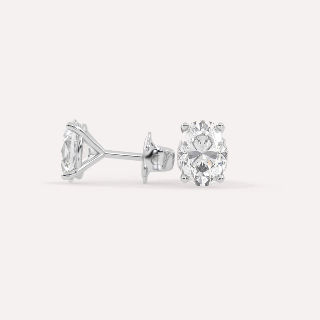 3 carat Butterfly Push Back Diamond Studs in white Gold