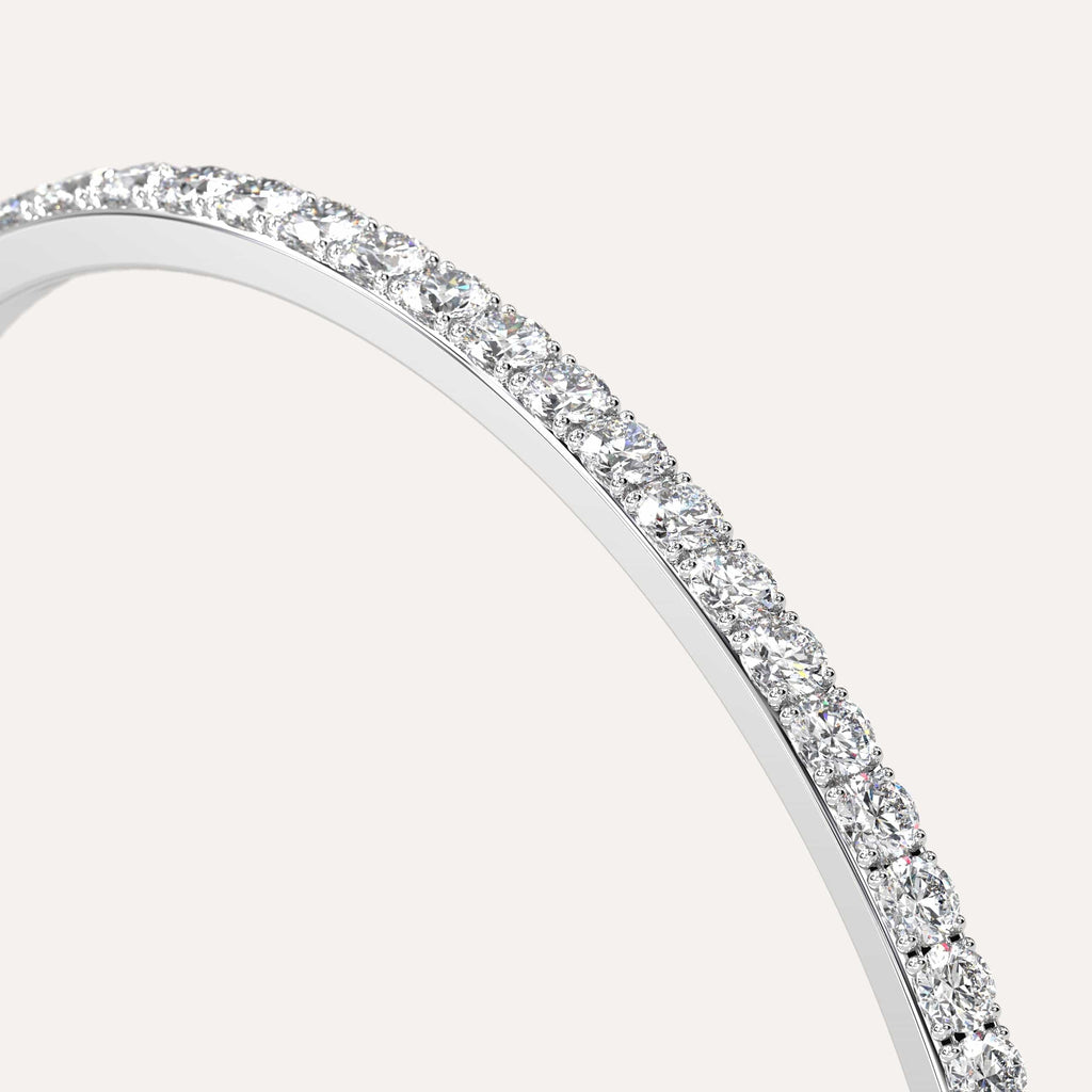 classic diamond pave, bangle bracelet with round natural diamonds in white gold