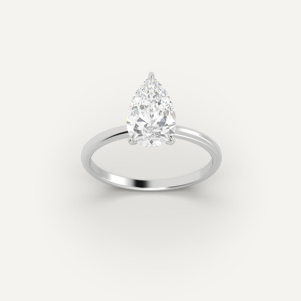 White Gold 3 Carat Engagement Ring On Woman's Hand