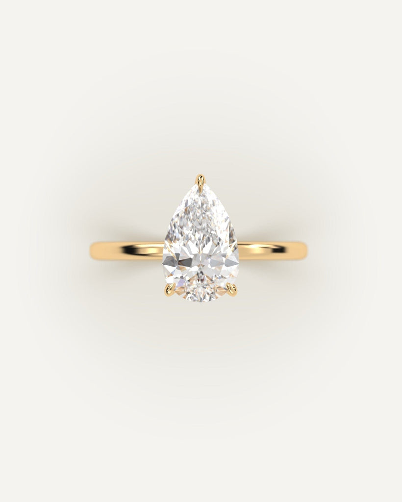 Solitaire Pear Cut Engagement Ring 3 Carat Diamond