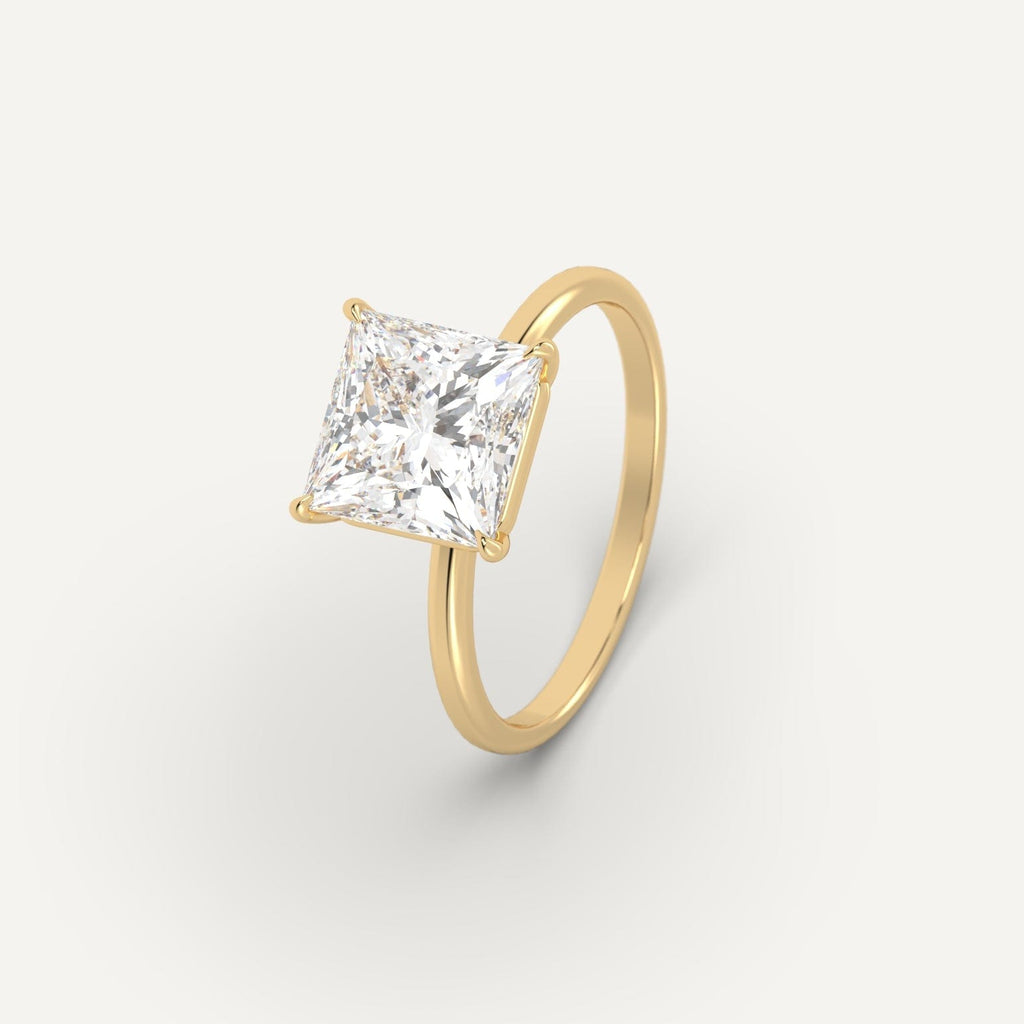 White Gold 3 Carat Engagement Ring Princess Cut Diamond