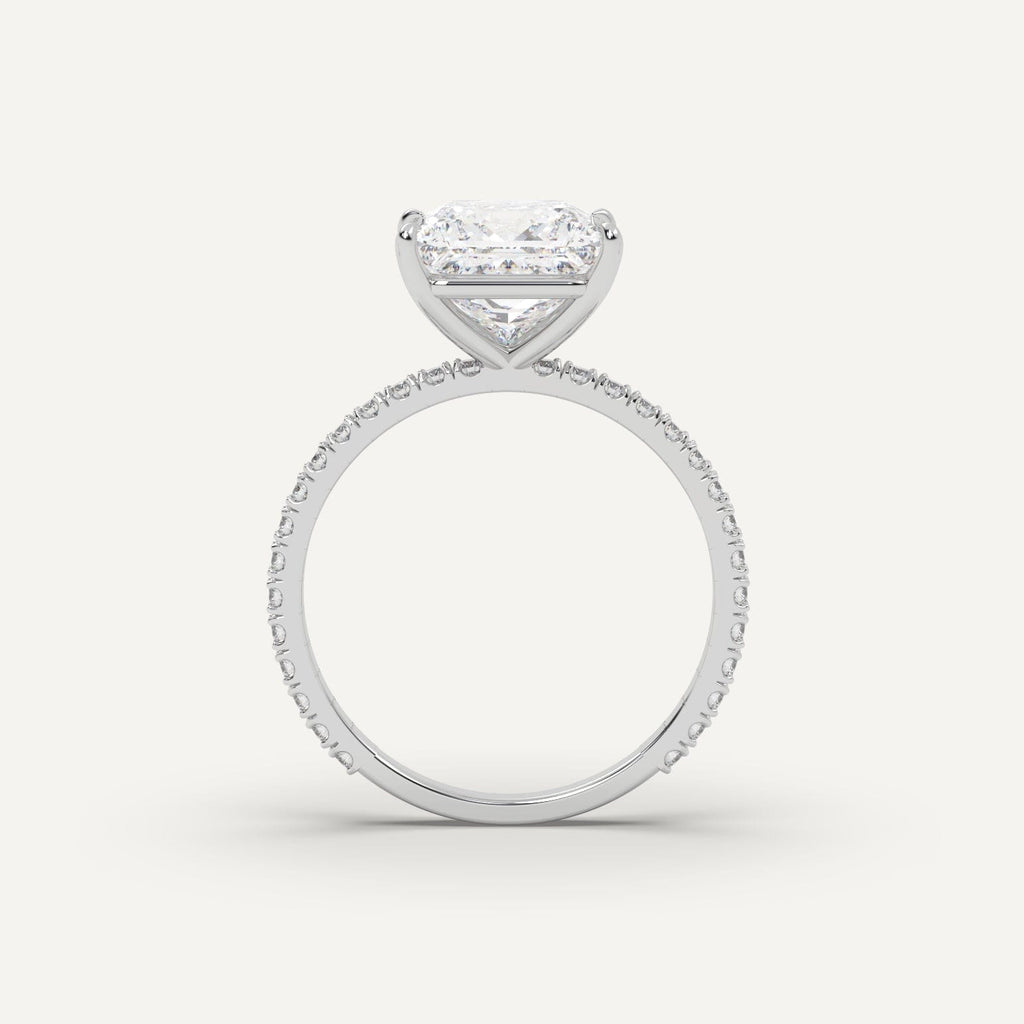 3 Carat Princess Cut Engagement Ring In 14K White Gold