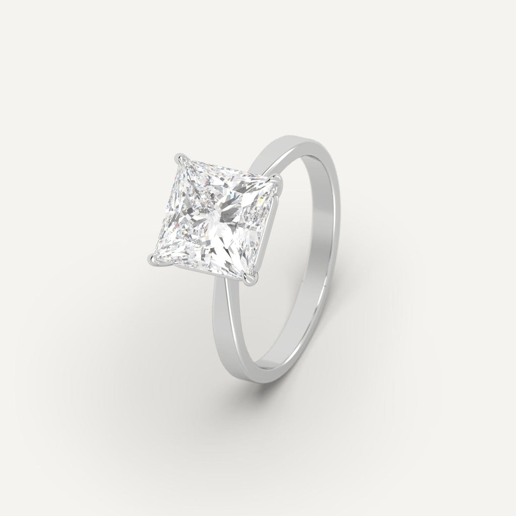Platinum 3 Carat Engagement Ring Princess Cut Diamond