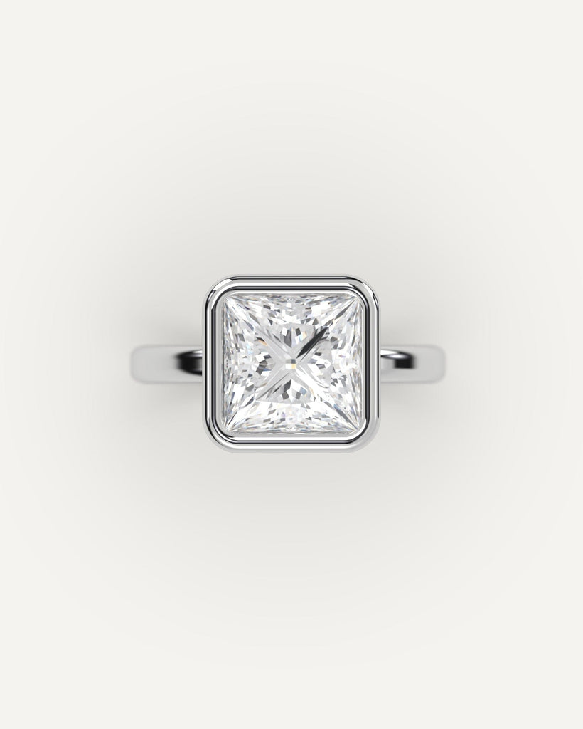 Bezel Princess Cut Engagement Ring 3 Carat Diamond